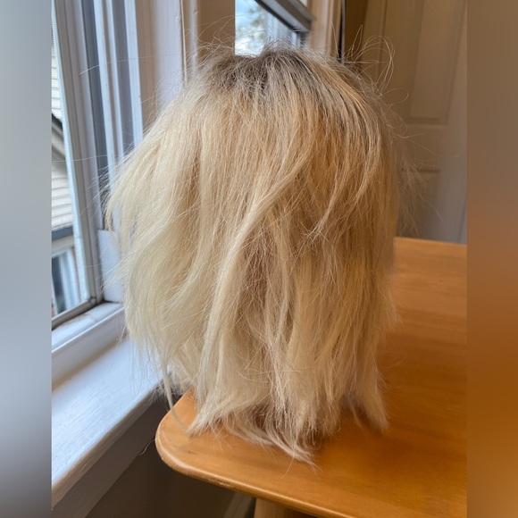 💯 REMY BLOND DARK ROOTS MESSY ROCKSTAR MULLET HUMAN HAIR WIG FULL CAP LACE FRONT - Picture 9 of 15